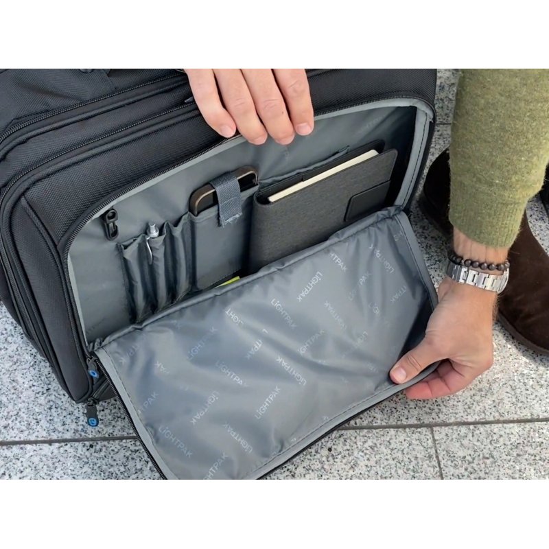 STOP Business laptop trolley RPET BORNEO, zwart, gerecycled PET, 17 inch